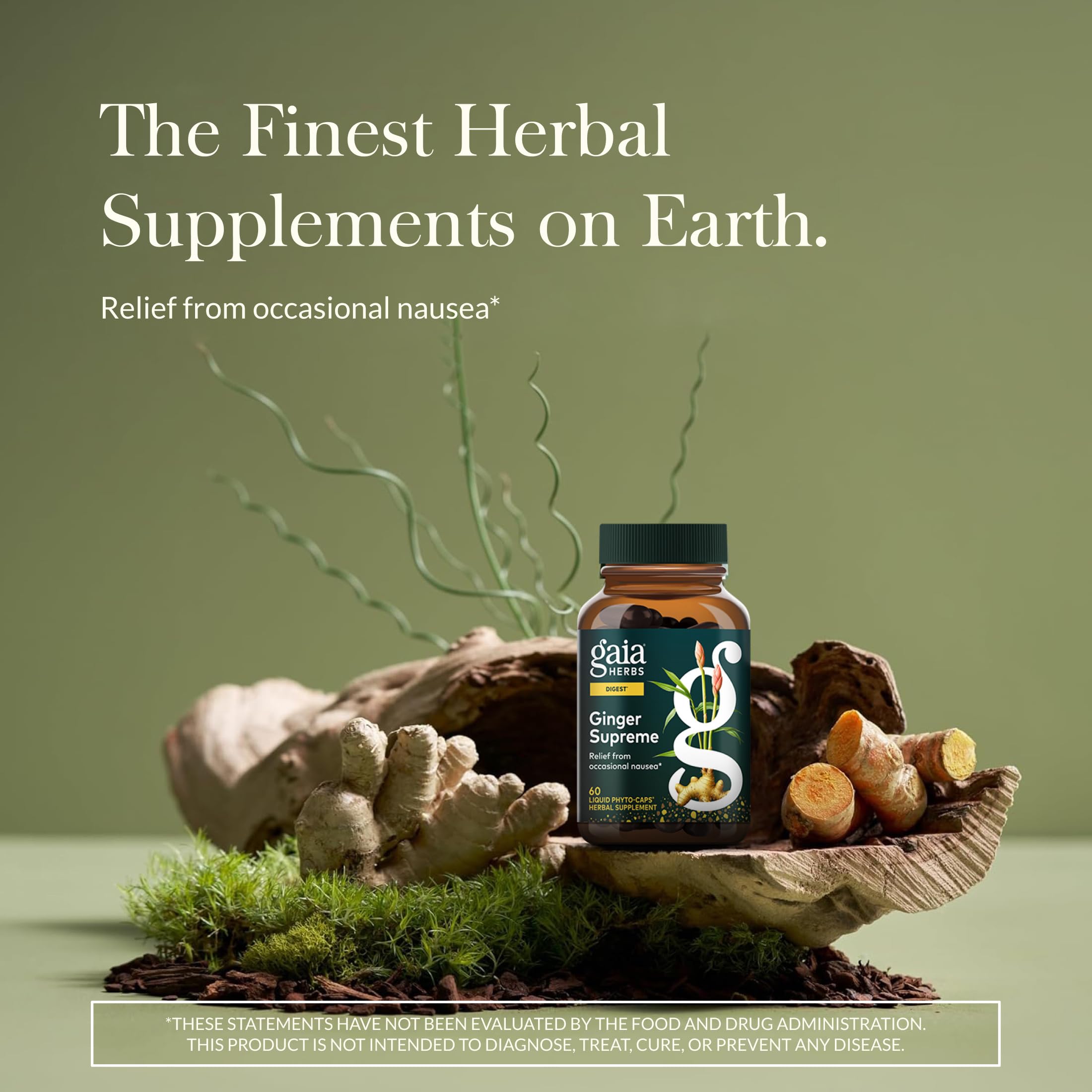 Gaia Herbs bottle open with liquid phyto-caps visible for easy dosing demonstration
