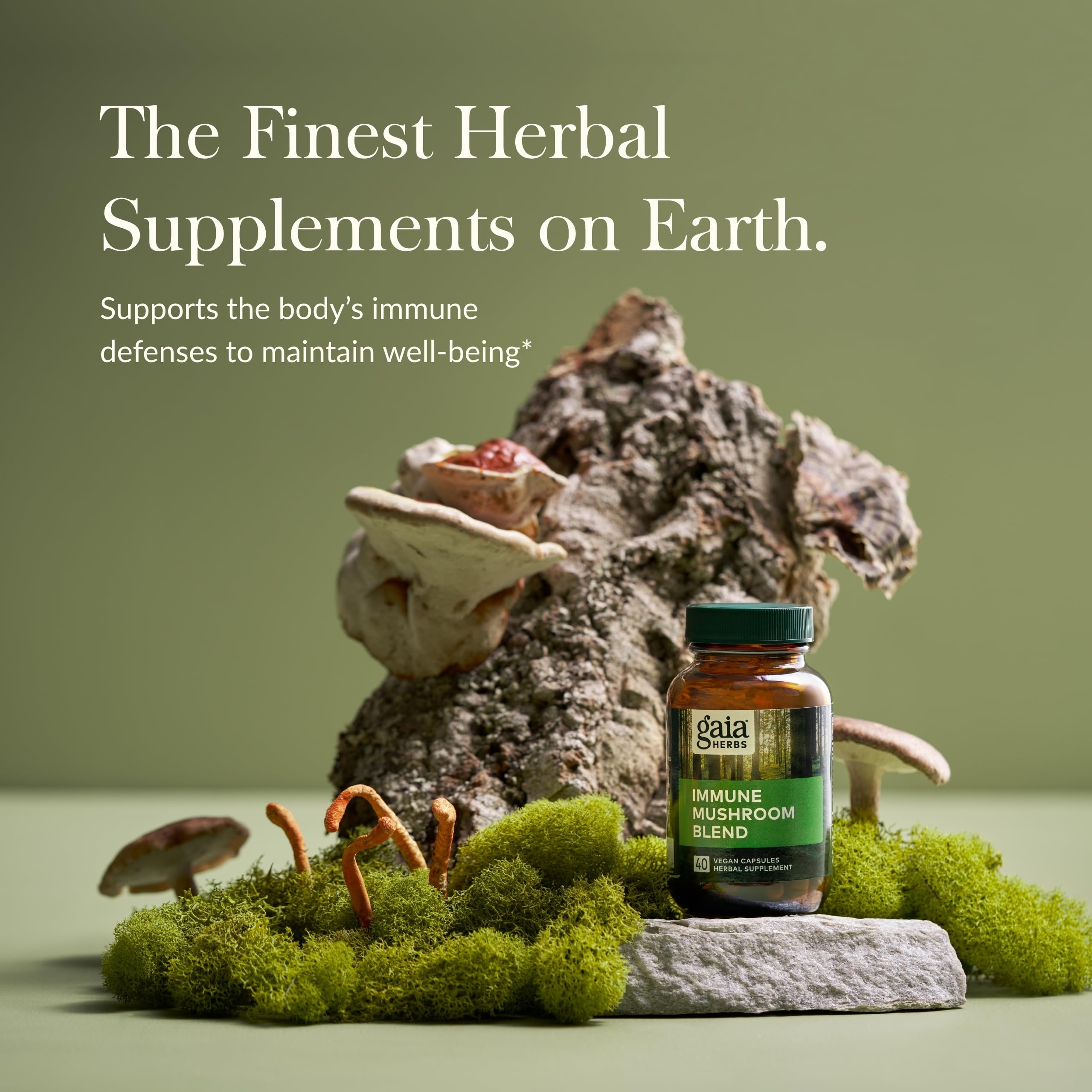 Gaia Immune Mushroom Blend capsules close-up