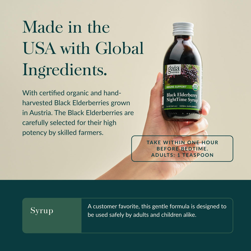 Close-up of ingredients used in the NightTime Syrup
