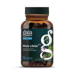 Gaia Herbs Male Libido bottle on a clean surface suggesting daily vitality support