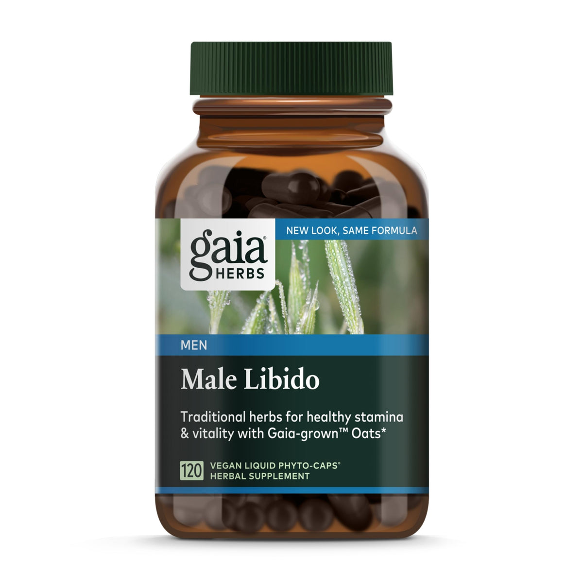 Gaia Herbs Male Libido bottle and packaging on white background