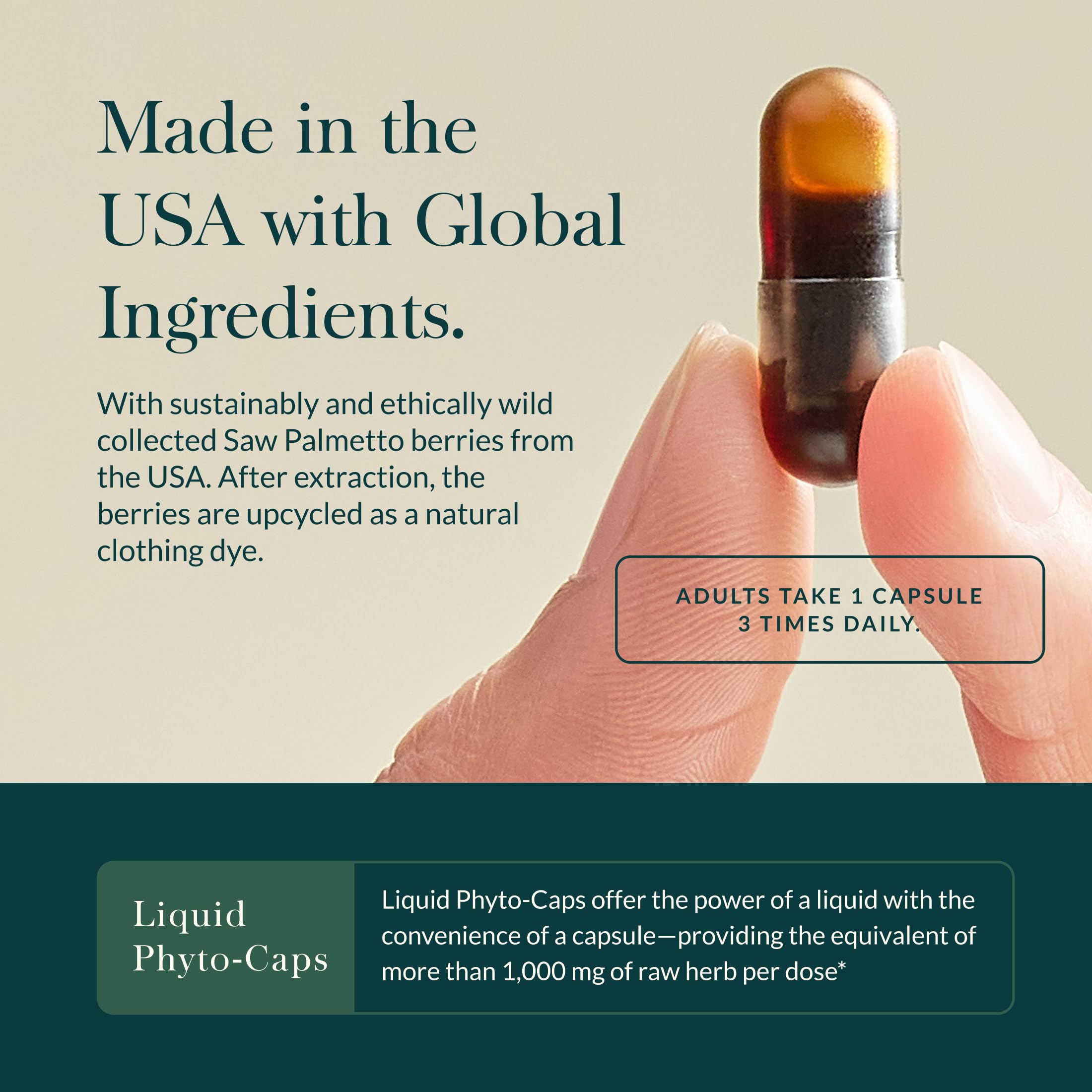 Gaia Herbs Male Libido ingredients visualization with saw palmetto, horny goat weed and oats