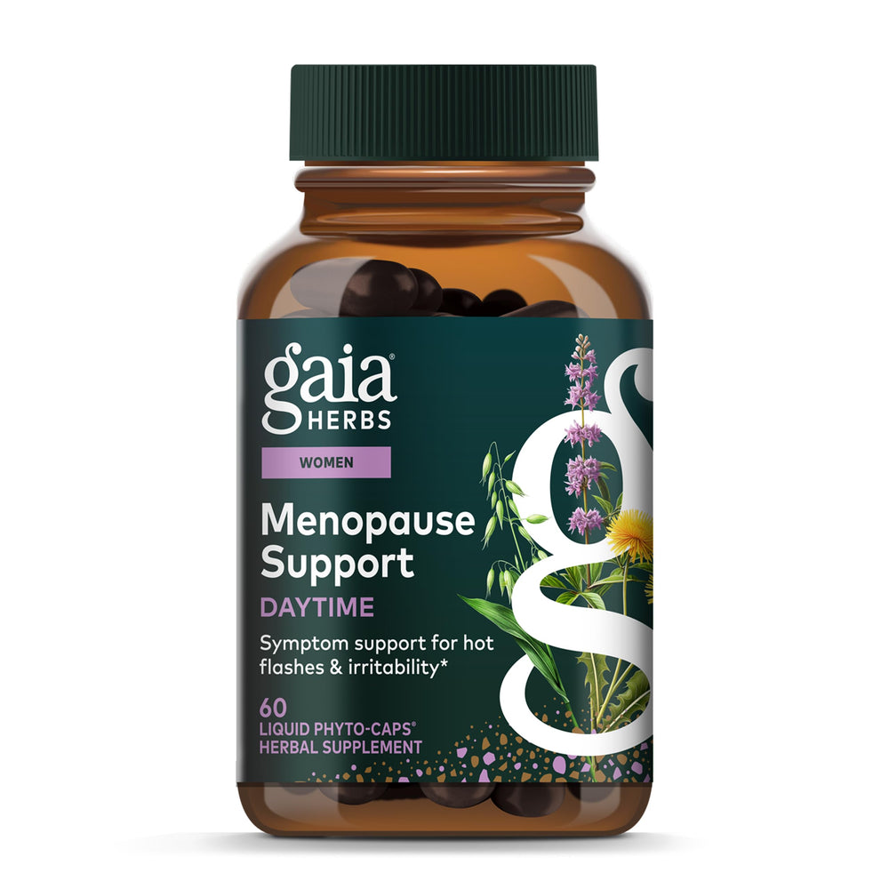 Gaia Herbs Menopause Support Daytime bottle on white background