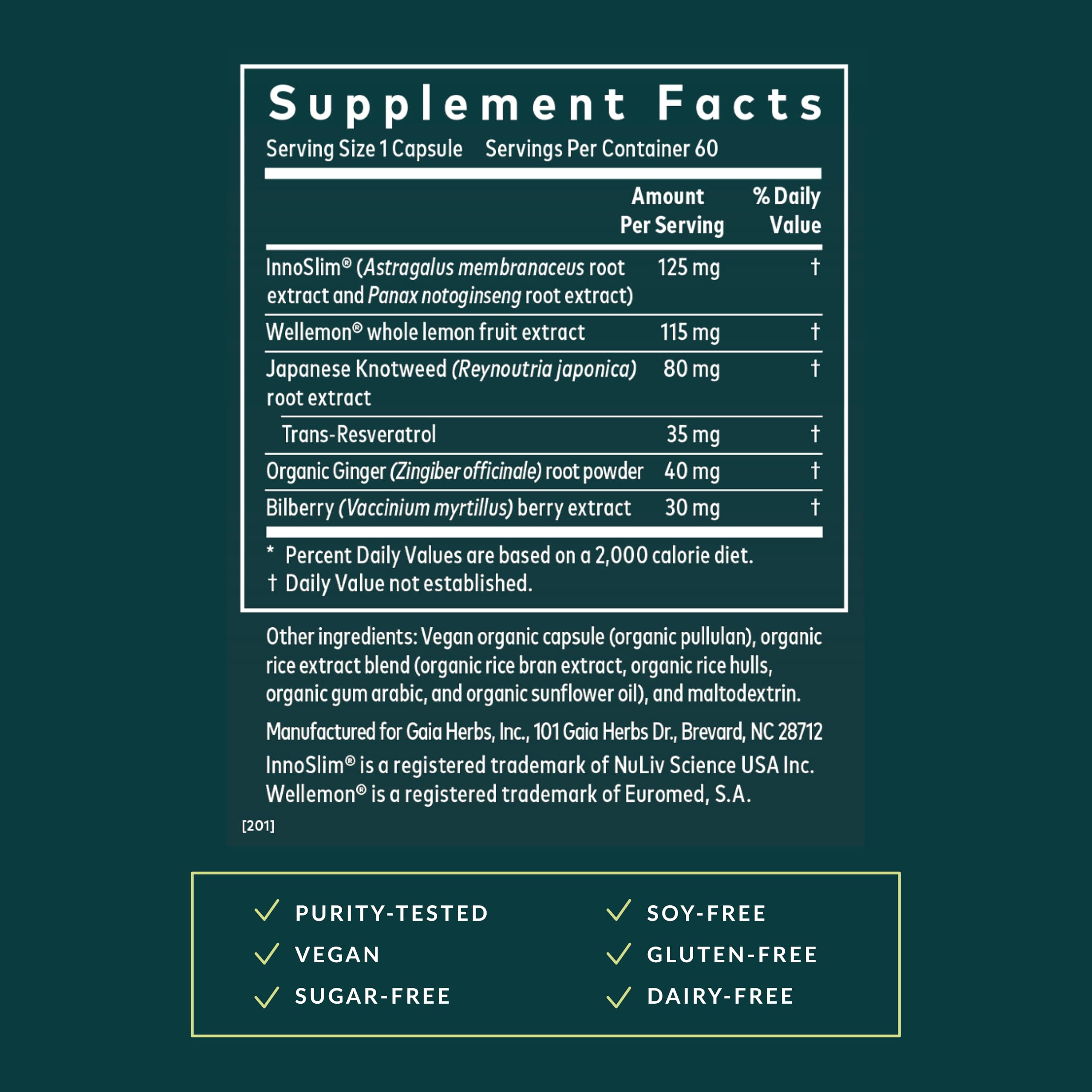 Close-up of ingredients: astragalus extract and lemon bioflavonoid extract