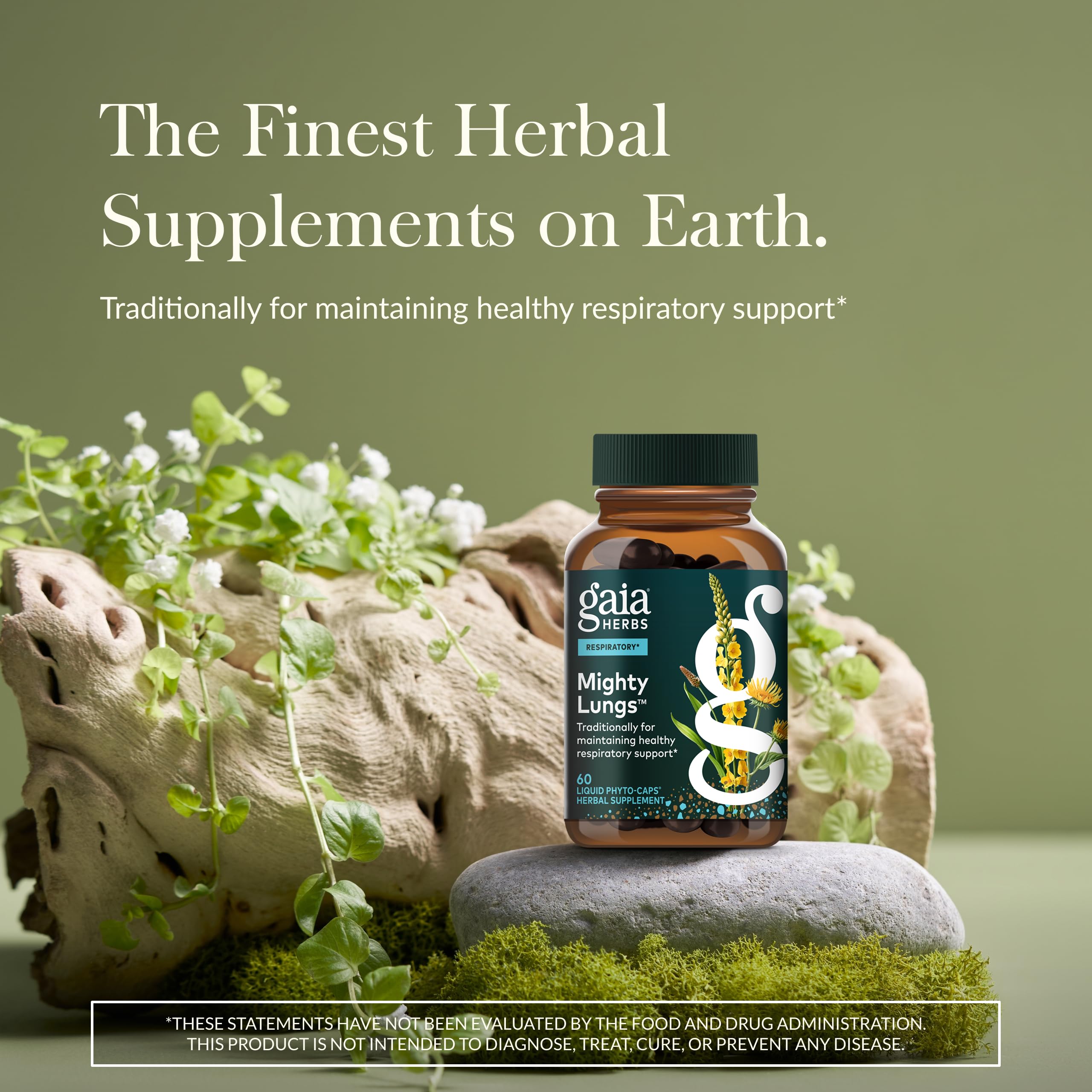 Gaia Herbs Mighty Lungs bottle with label