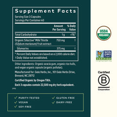 Close-up of Gaia Herbs Milk Thistle capsules
