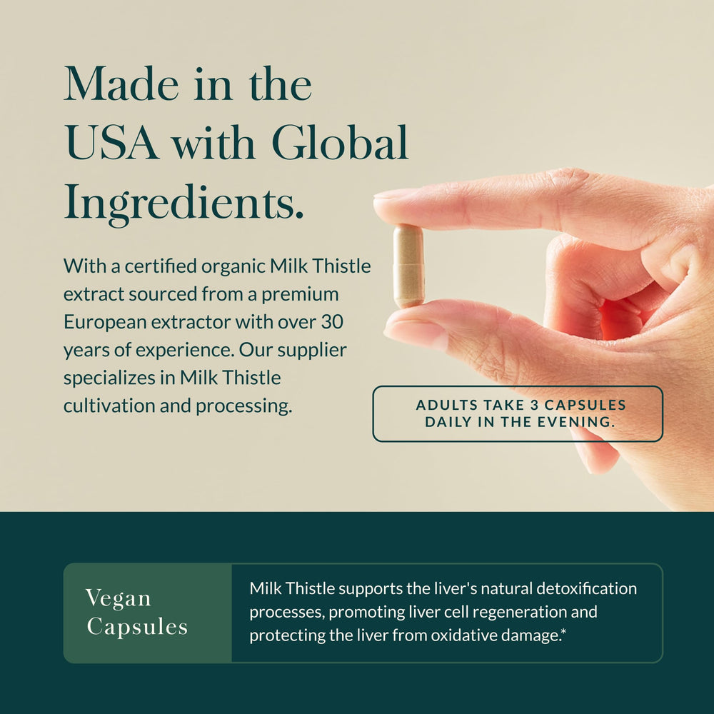 Gaia Herbs Milk Thistle label detail emphasizing full-spectrum extract