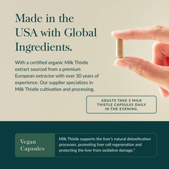 Graphic showing organic ingredients for Gaia Milk Thistle