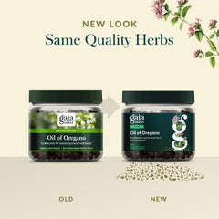 Gaia Herbs Oil of Oregano packaging box communicates Mediterranean origin.