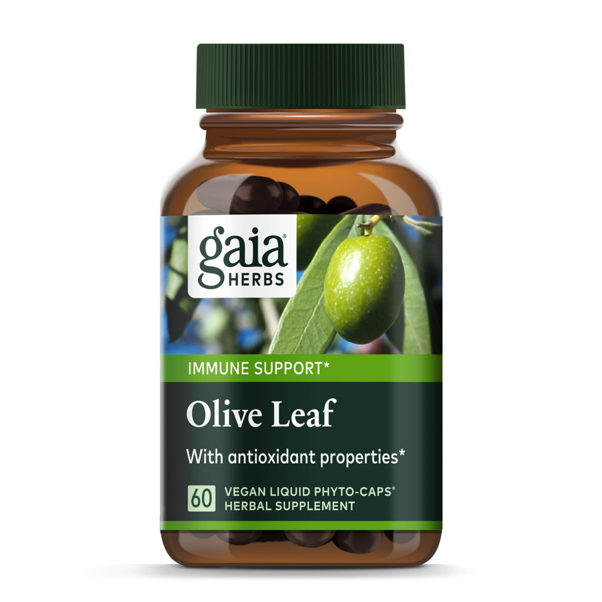 Gaia Herbs Olive Leaf extract in vegan liquid phyto-caps - main image