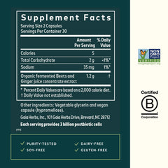 Organic fermented beets and ginger juice ingredients