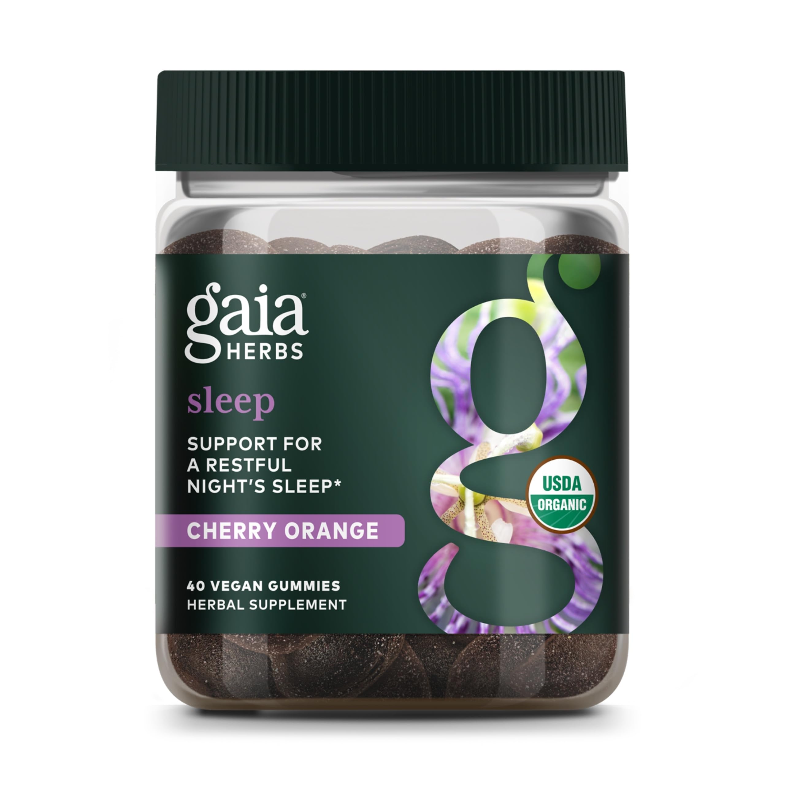 Gaia Herbs Organic Sleep Gummies bottle on white background