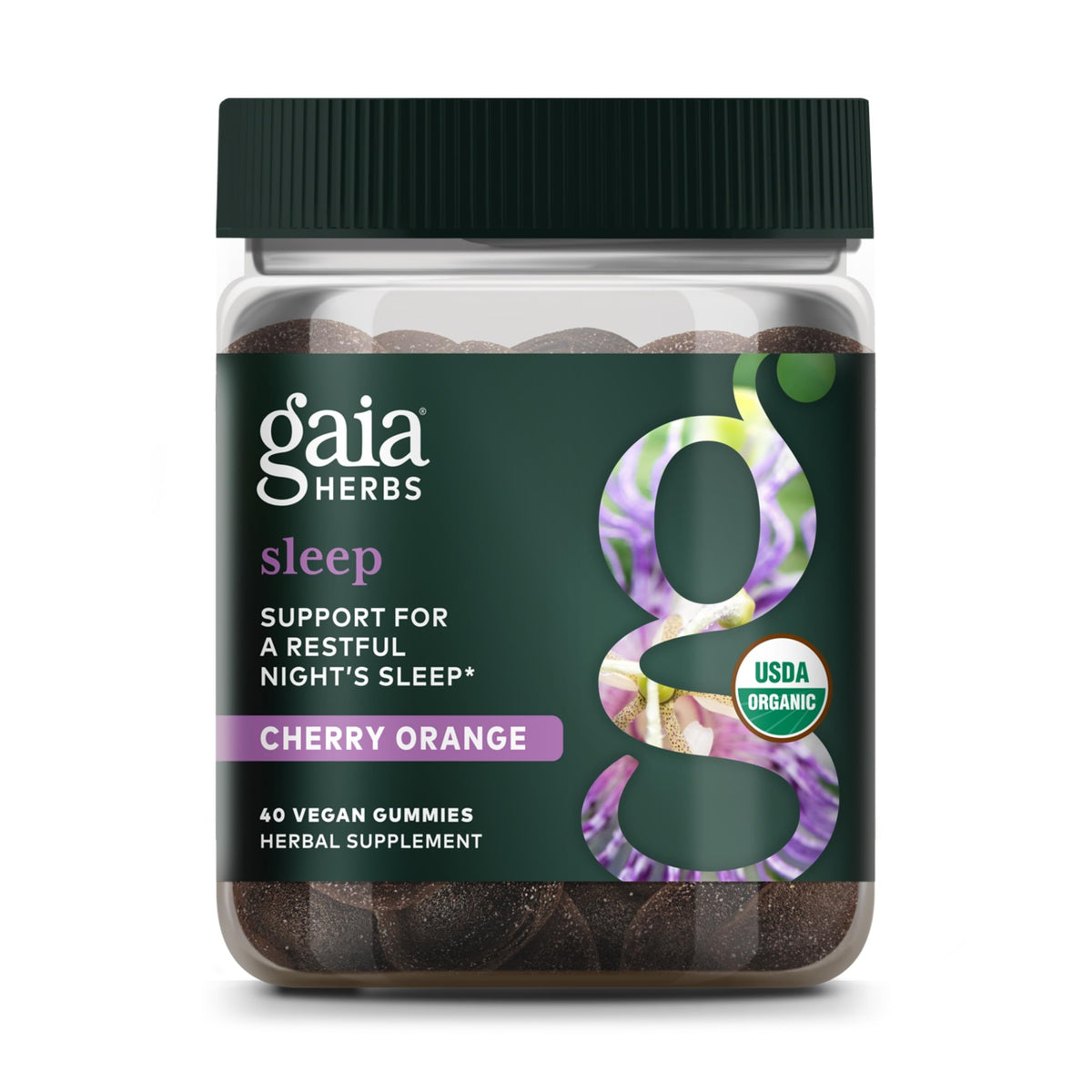 Gaia Herbs Organic Sleep Gummies bottle on white background