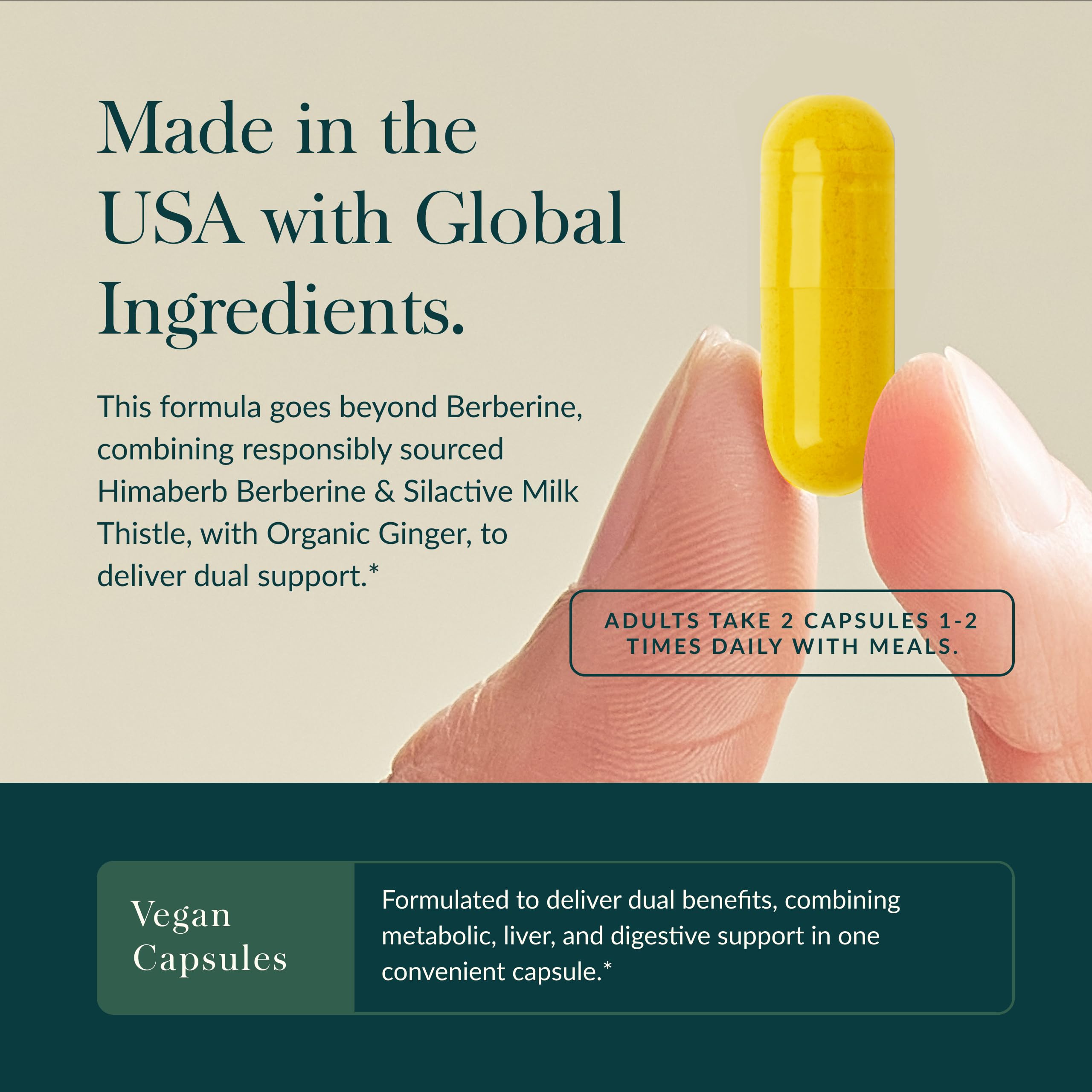 Gaia Herbs packaging opened to reveal clean, purity-focused supplement ingredients.