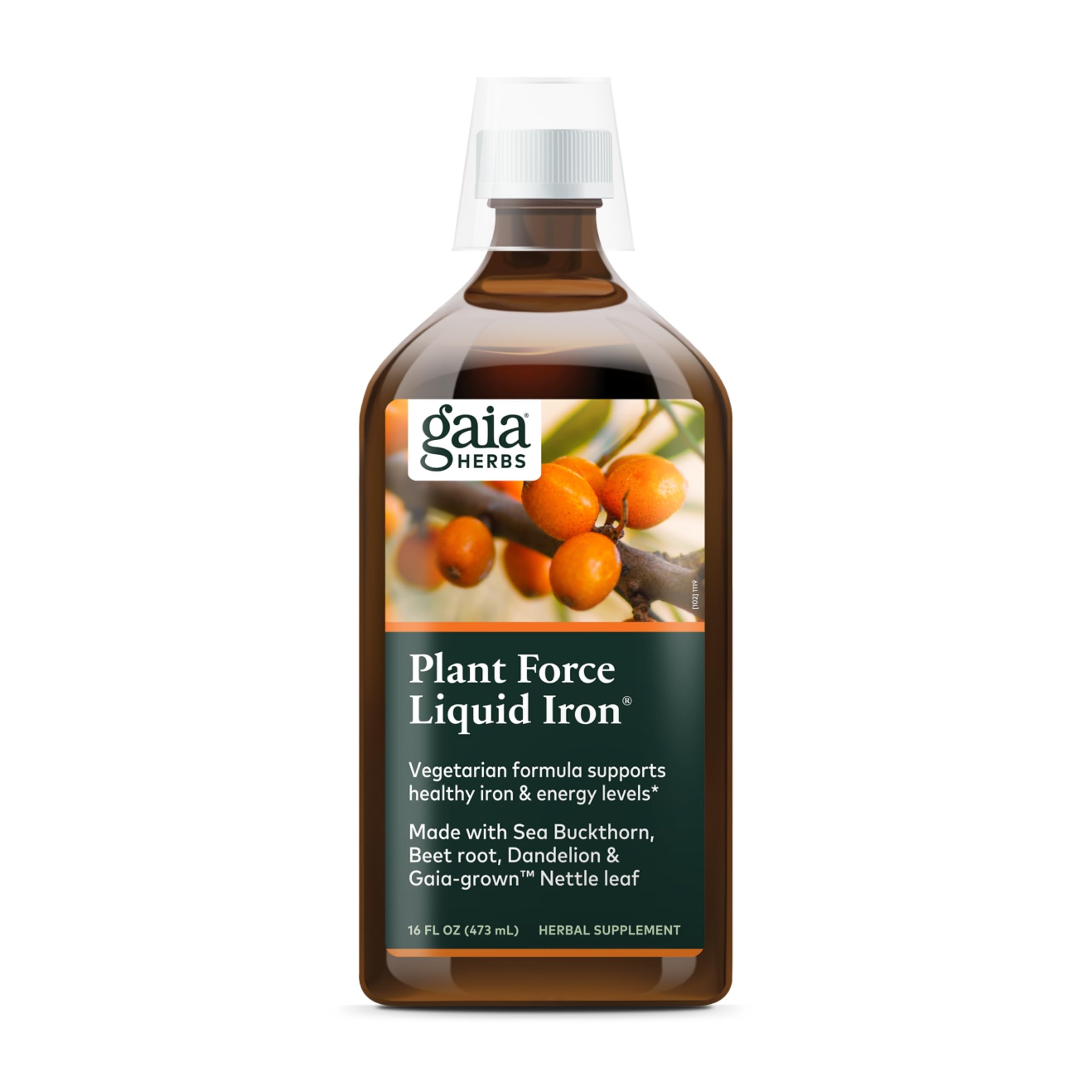 Gaia Herbs Plant Force Liquid Iron bottle front view