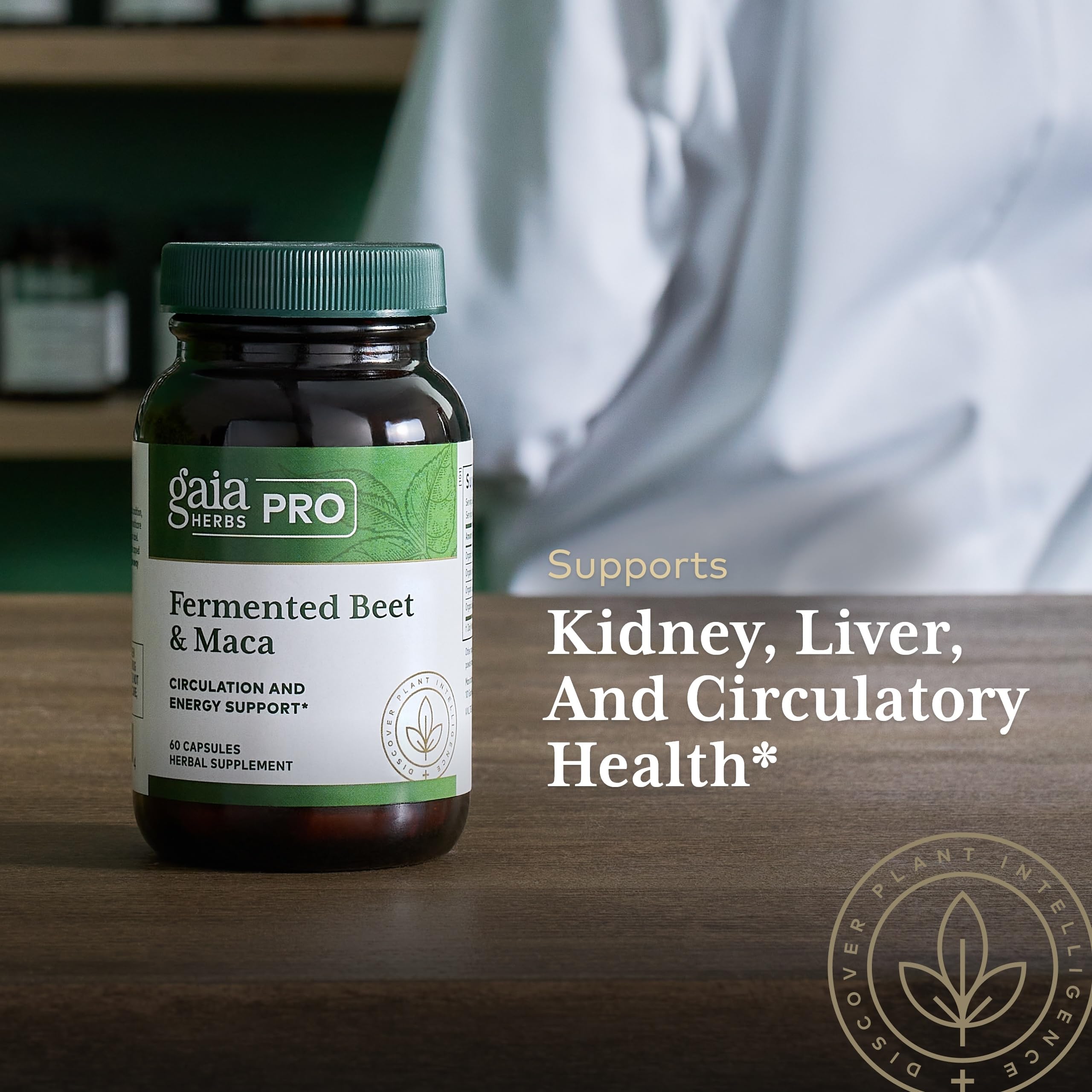 GAIA Herbs PRO 60 capsules packaging supports convenient daily use.