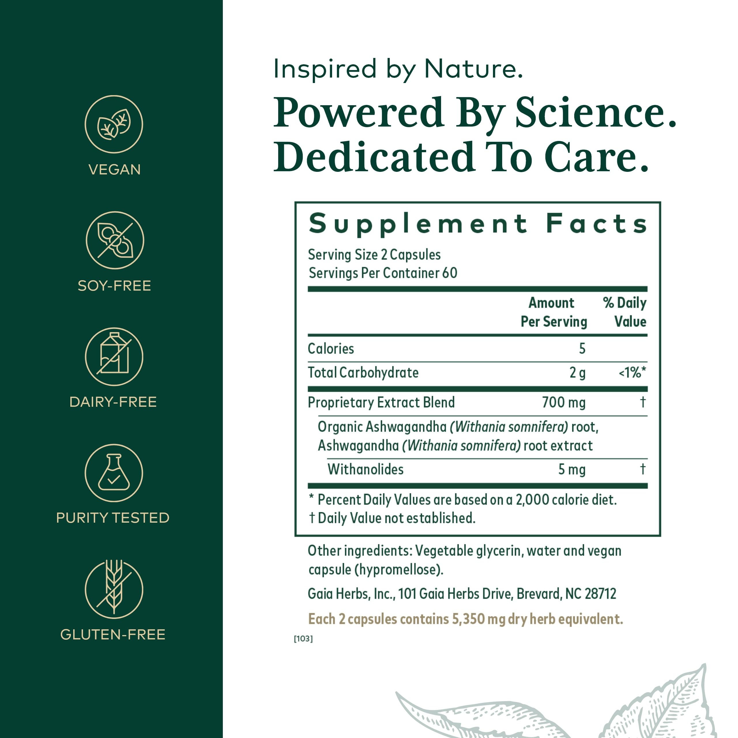 Gaia Herbs PRO Ashwagandha 700 capsules for convenient daily use.