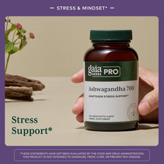 Gaia Herbs PRO Ashwagandha 700 root extract highlighting potency for resilience.