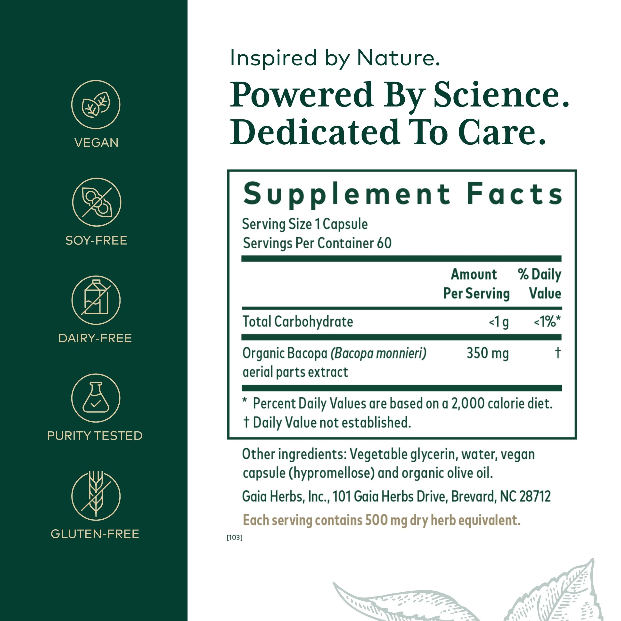 GAIA HERBS PRO Bacopa product label