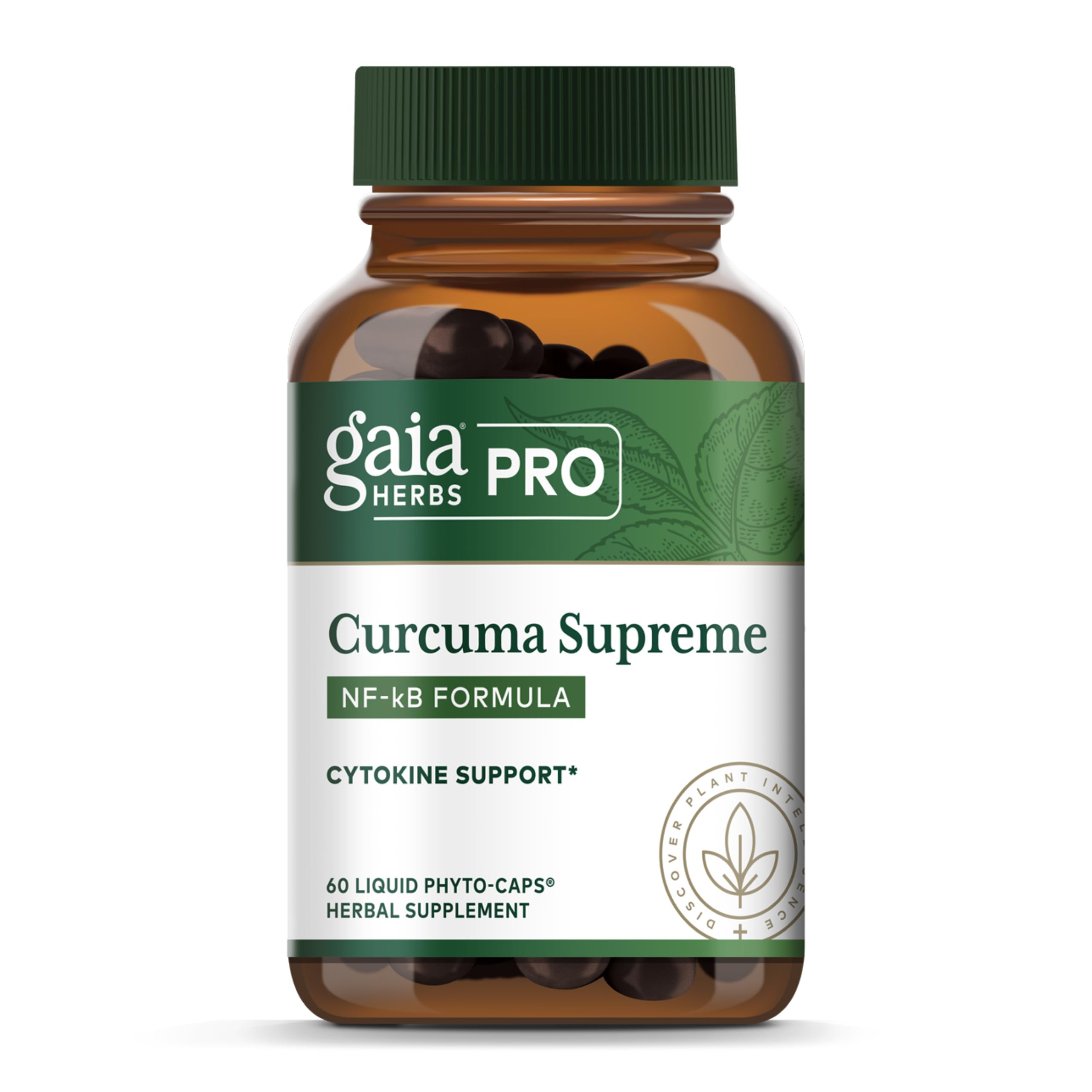 Gaia Herbs PRO front packaging showing supplement bottle and label benefits