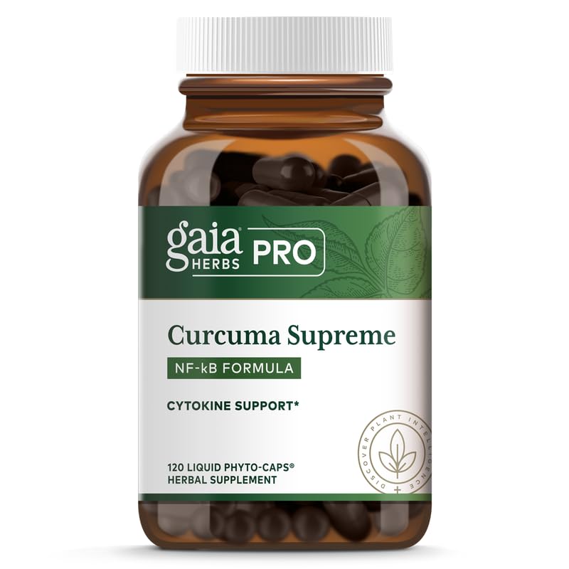 Front view of Gaia Herbs PRO Curcuma Supreme bottle