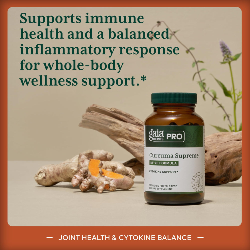 GAIA HERBS PRO ingredient label detail highlighting turmeric and black pepper extract amounts