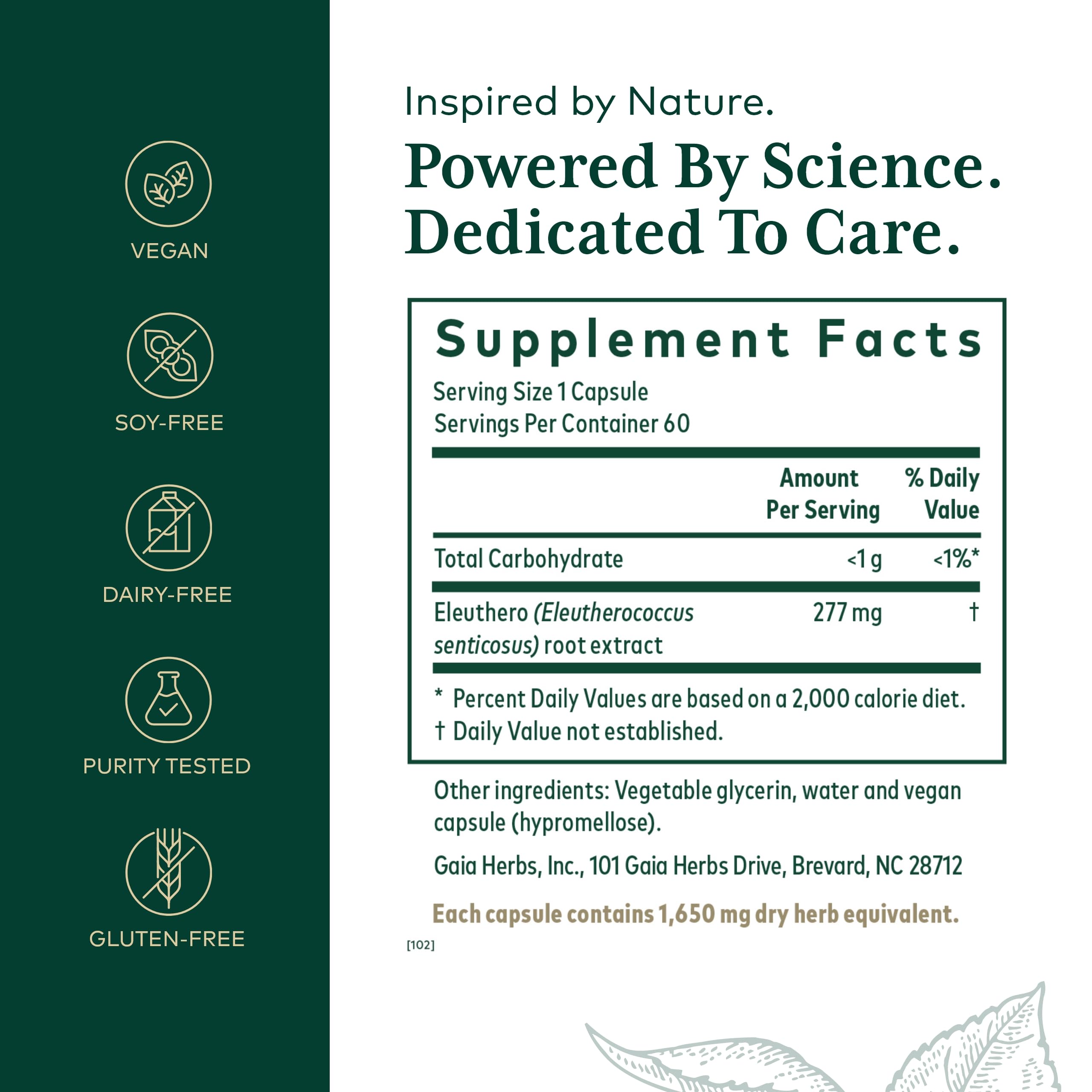 Eleuthero root capsules displayed for Gaia Herbs PRO Eleuthero