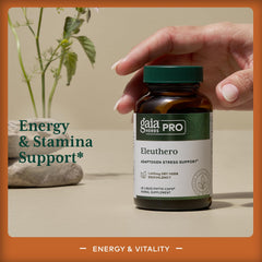 Front view of Gaia Herbs PRO Eleuthero packaging