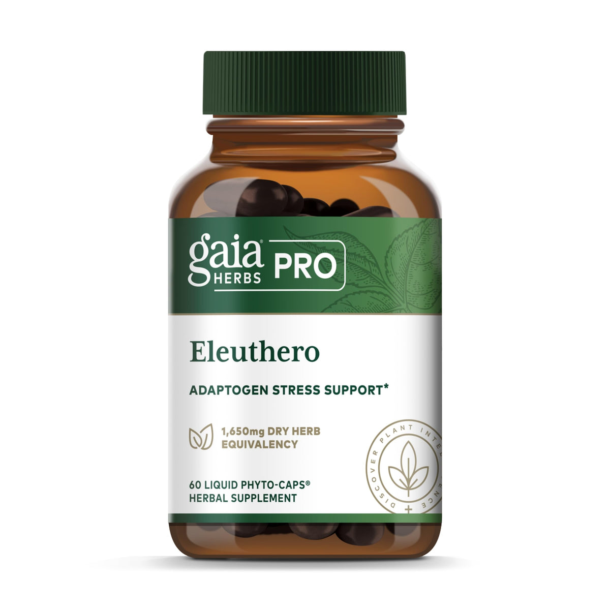 Gaia Herbs PRO Eleuthero adaptogen supplement bottle and label