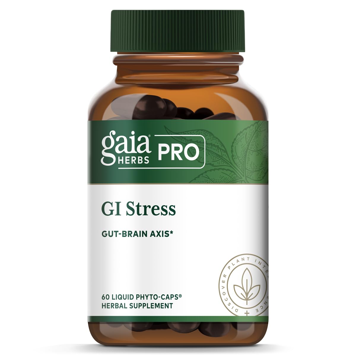 Bottle of Gaia Herbs PRO GI Stress with label visible