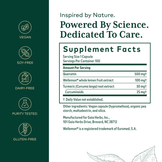 Quercetin, Bromelain and Turmeric ingredients close-up