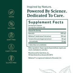 Side view of Gaia Herbs PRO Quercetin Synergy 500 bottle