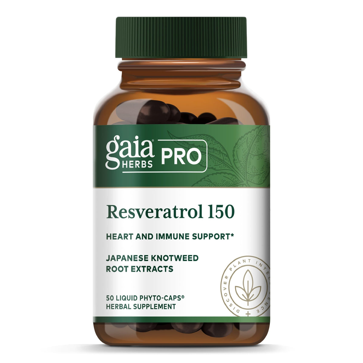 Gaia Herbs PRO Resveratrol 150 bottle on white background