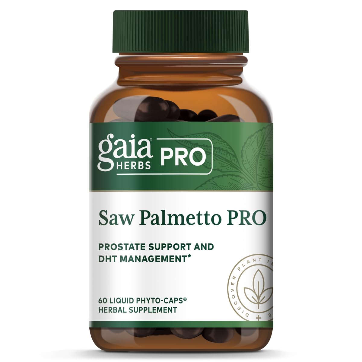 Gaia Herbs PRO Saw Palmetto PRO bottle with label