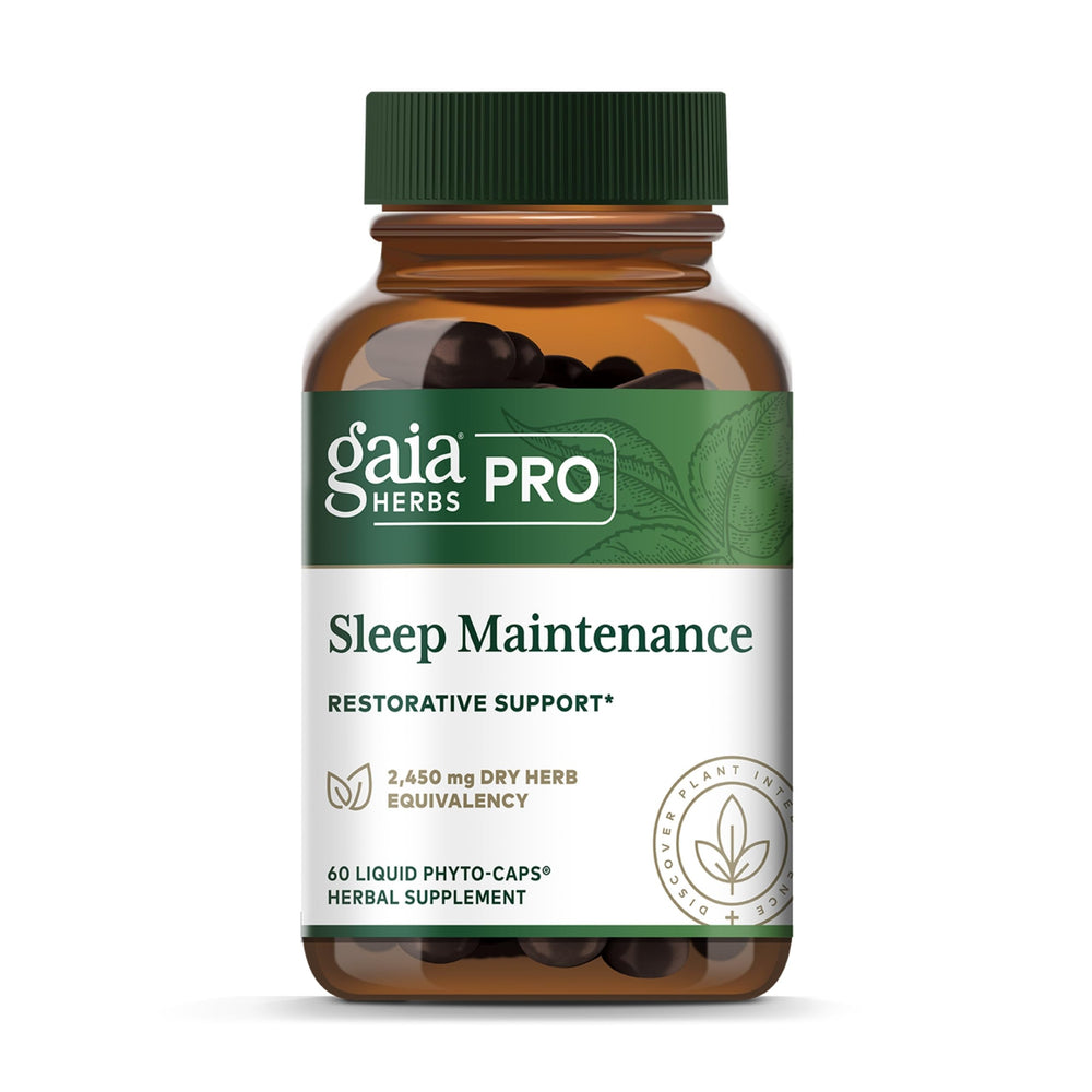 Gaia Herbs PRO Sleep Maintenance bottle with 60 liquid-filled capsules