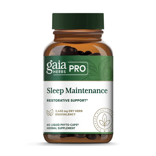 Gaia Herbs PRO Sleep Maintenance bottle with 60 liquid-filled capsules