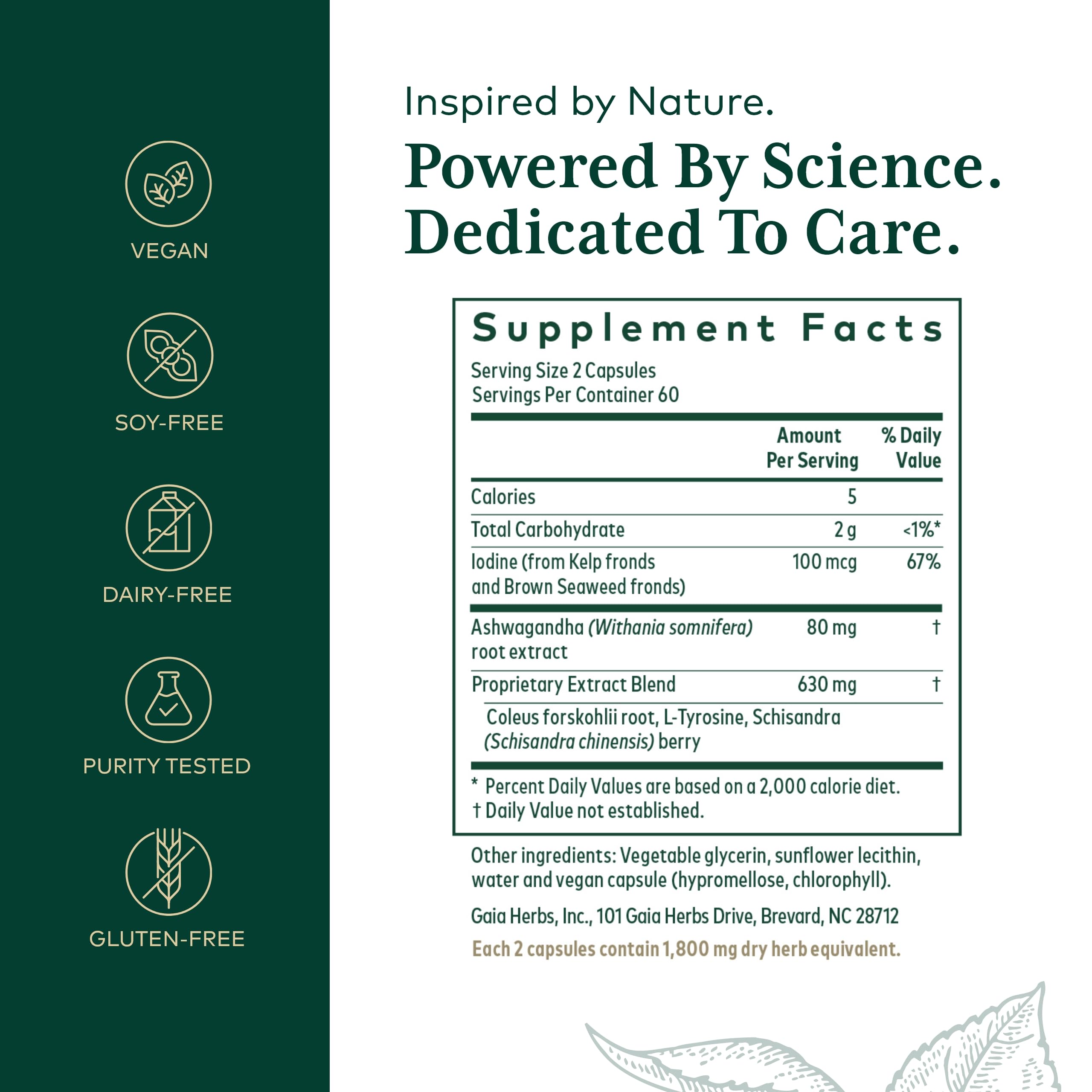 Close-up of Gaia Herbs Pro Thyroid Formula capsules
