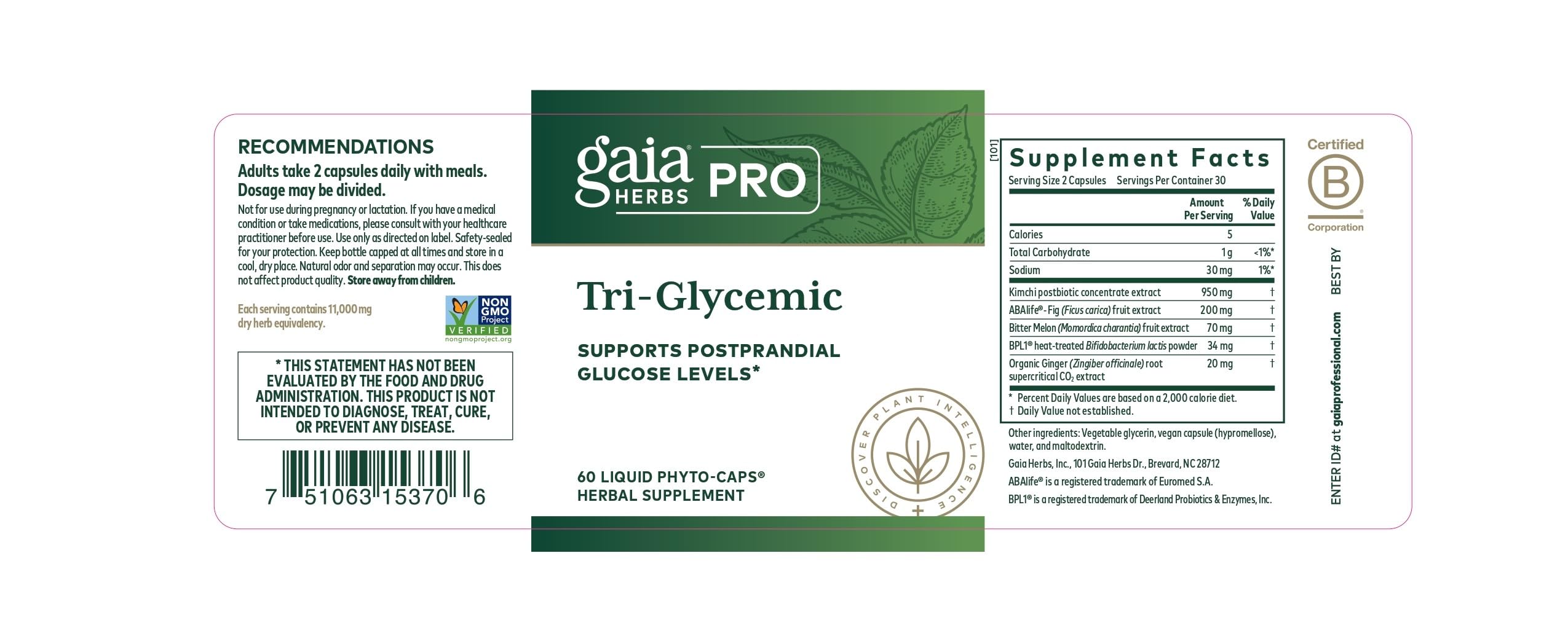 Kimchi and ginger components of Gaia Herbs PRO Tri-Glycemic