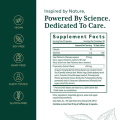 Ingredients include green tea, white sage, pomegranate, and stinging nettle root