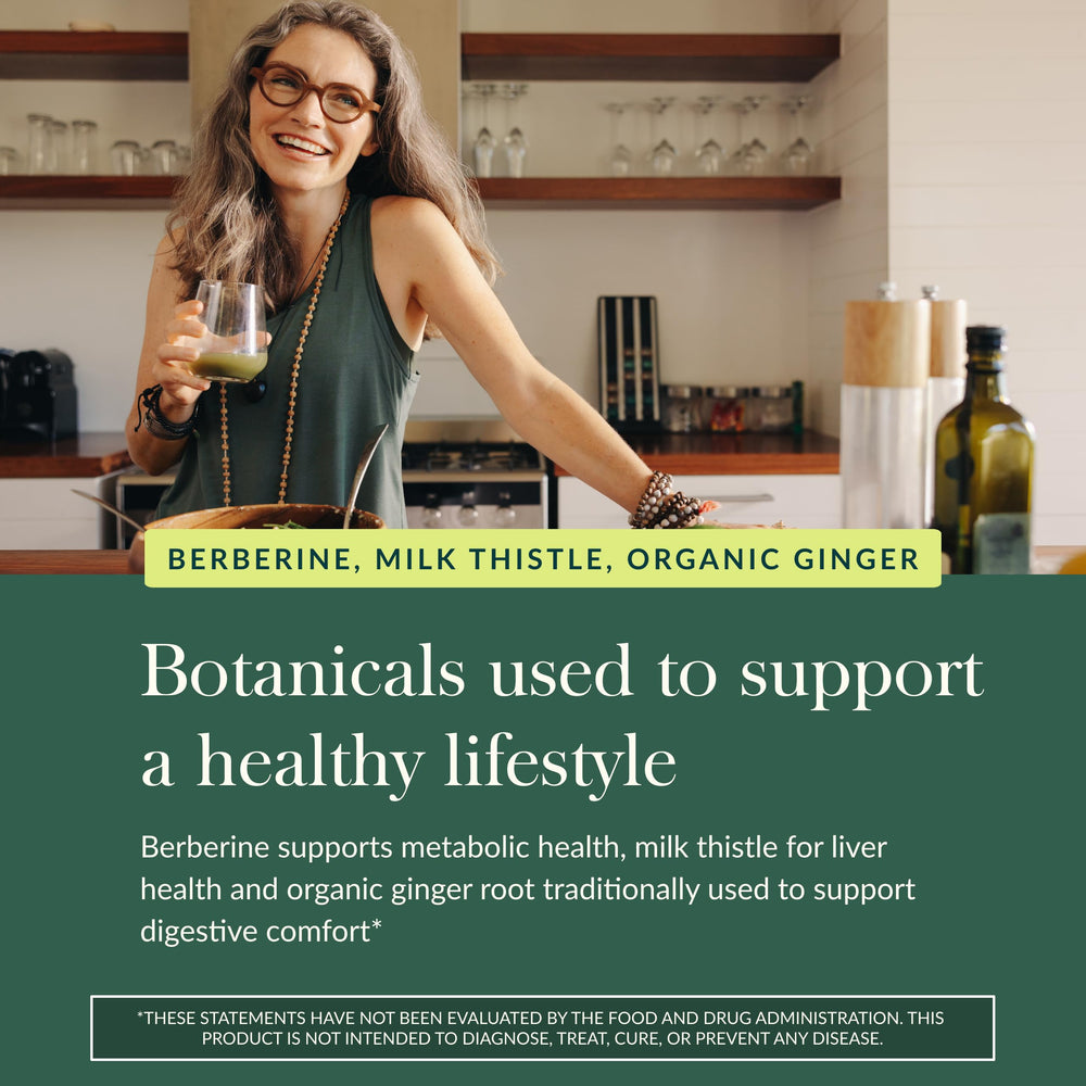 Label showing Silactive Milk Thistle Extract in Gaia Herbs blend for liver function support.