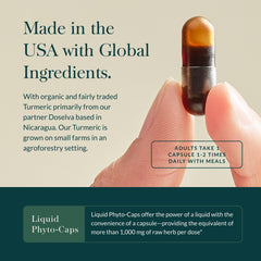 Close-up of turmeric curcumin and black pepper formulation for absorption.
