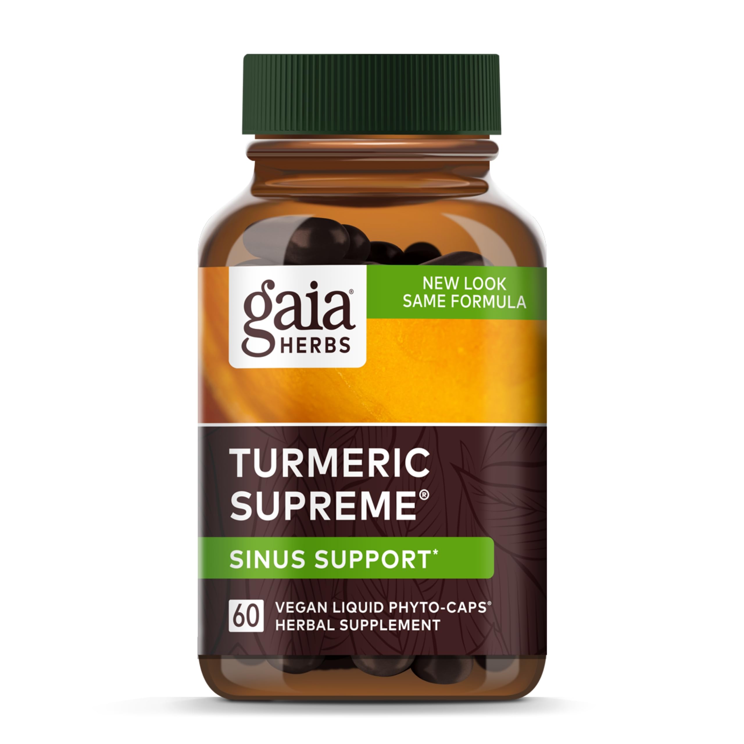 Gaia Herbs Turmeric Supreme Sinus Support bottle front label