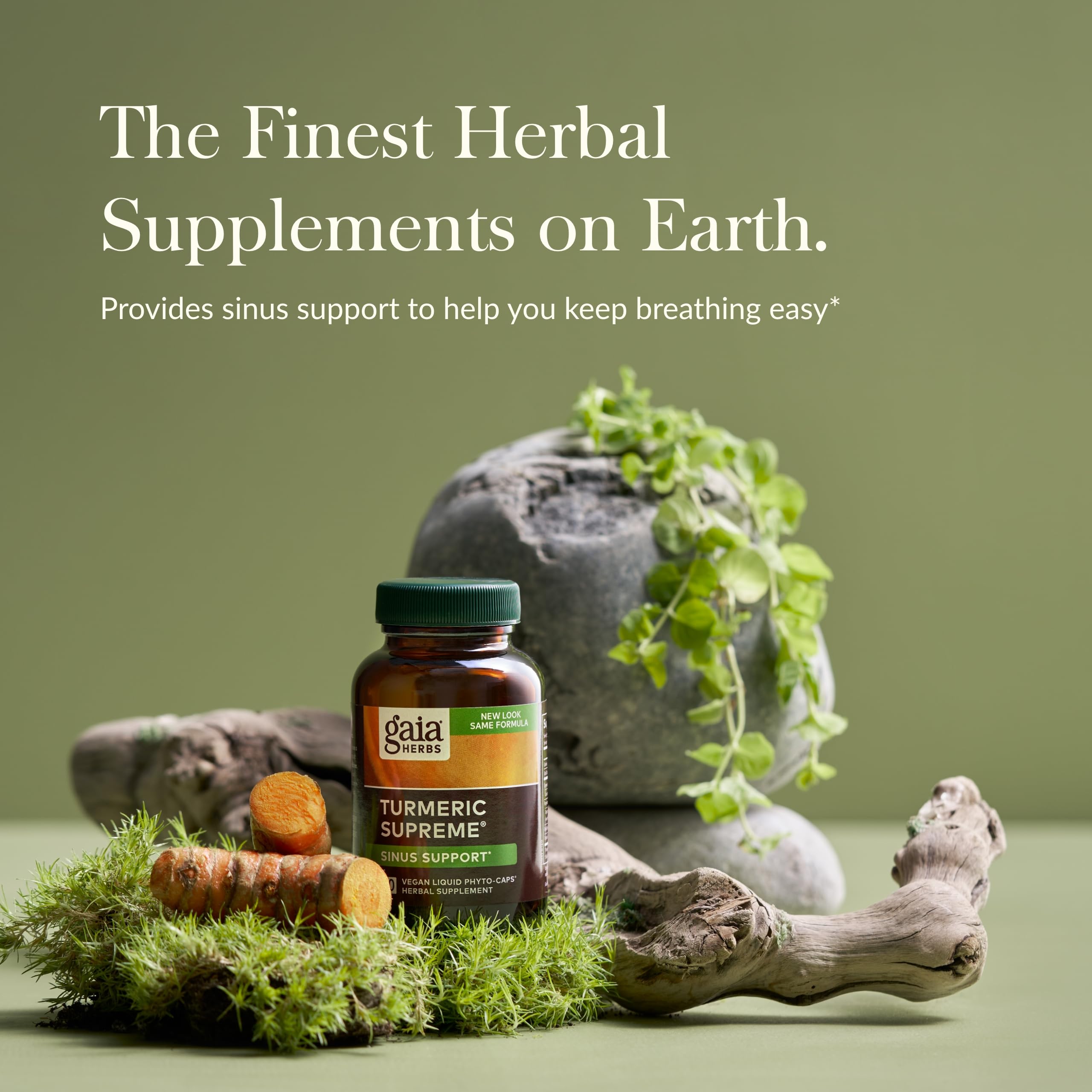 Purity-tested vegan and gluten-free claim on Gaia packaging