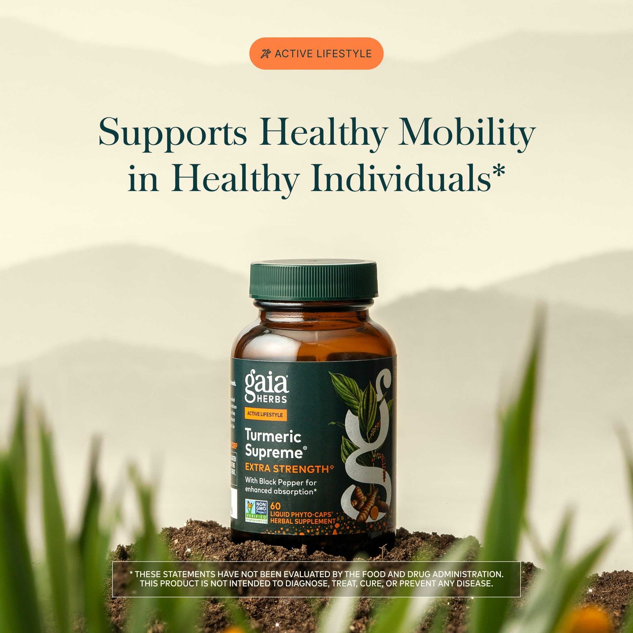 Gaia Herbs capsule close-up highlighting smooth vegan capsule for easy swallowing