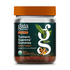 Front label of Gaia Herbs Turmeric Supreme Daily Gummies, 40-count