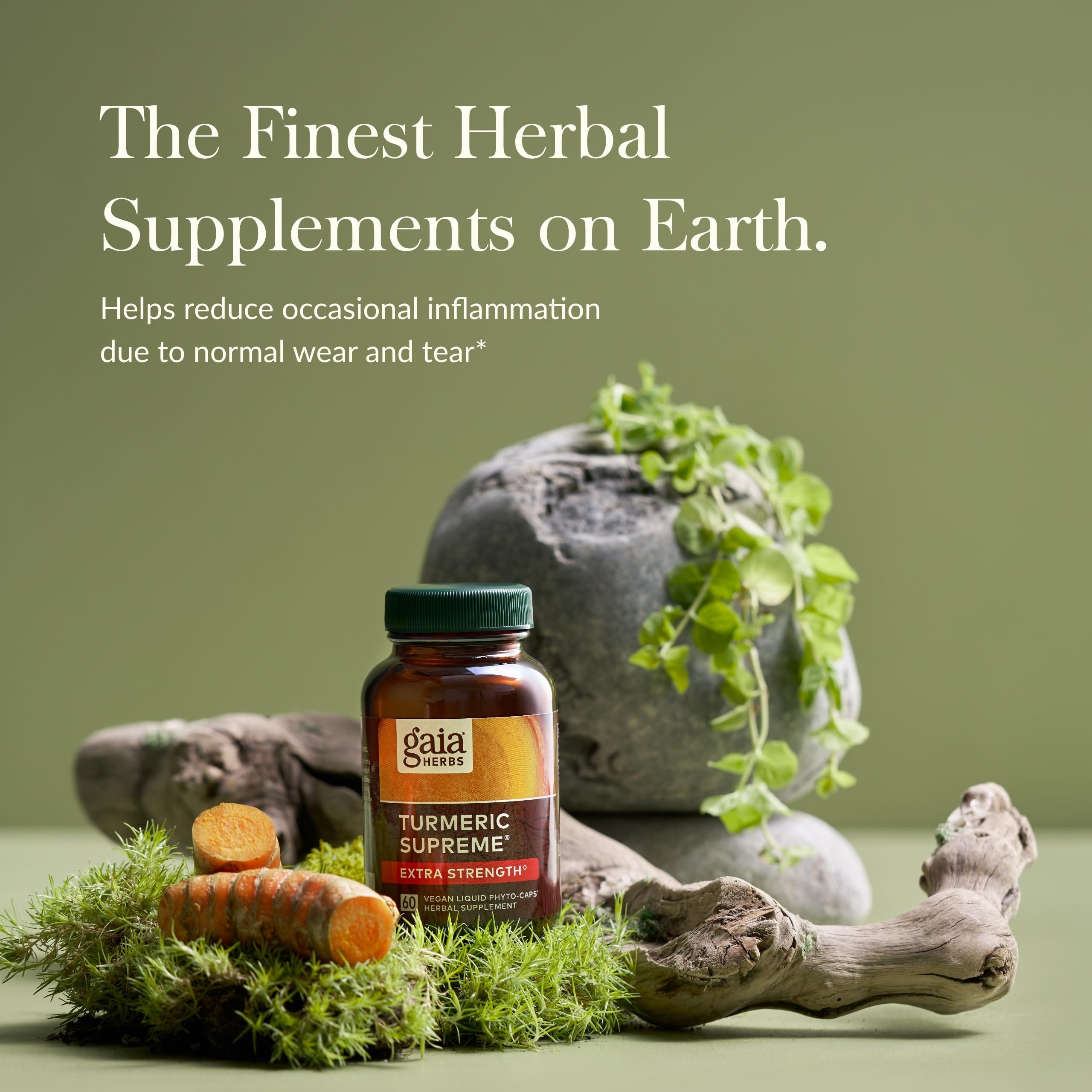 Packaging for Gaia Herbs Turmeric Supreme Extra Strength (60 vegan capsules)