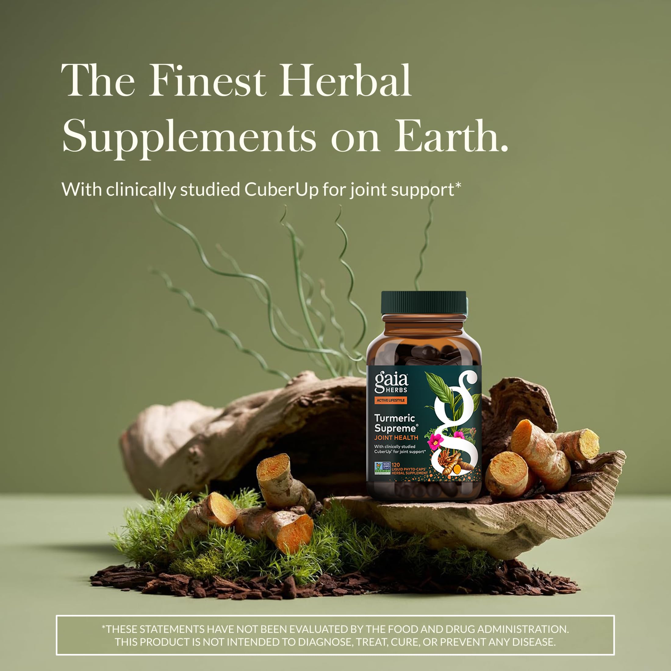 Ga ia Herbs Turmeric Supreme Joint Health label close-up highlighting ingredients