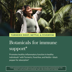 Gaia Herbs turmeric and herb powder detail showing raw botanicals and purity