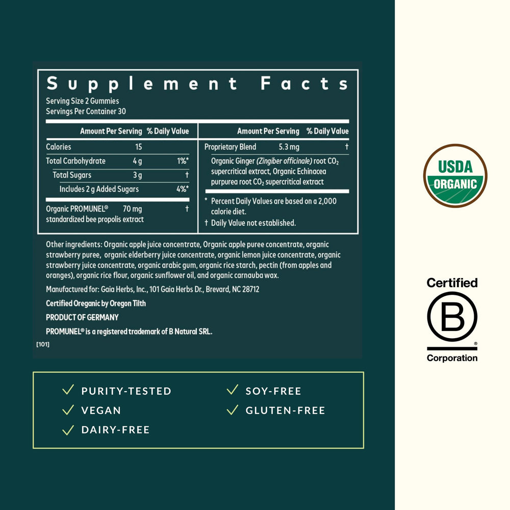 Vegan and gluten-free Gaia Immune Defense Gummies