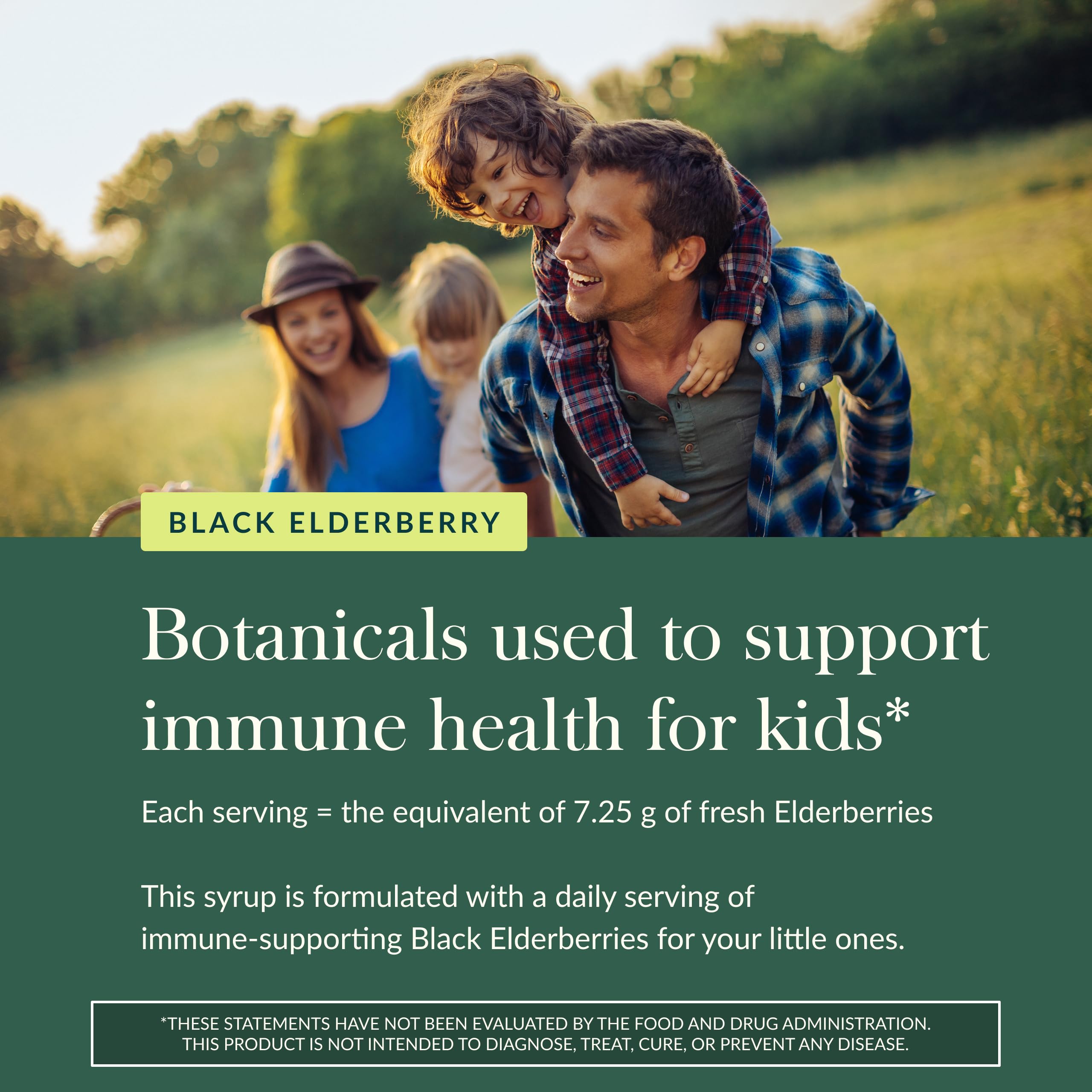 Child taking GaiaKids Black Elderberry Syrup for immune support